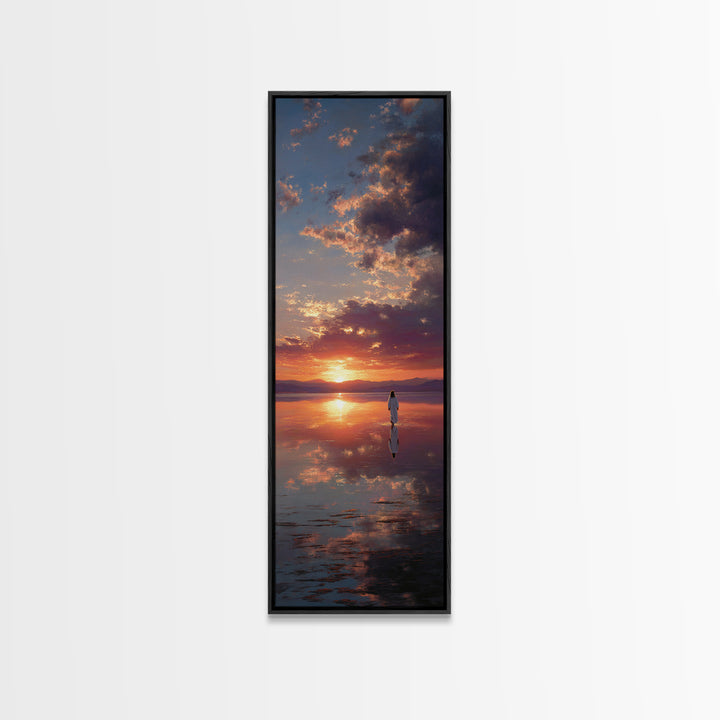 Sunset Walk Of Grace – Framed Canvas Print – Tall Narrow Wall Art – Christian Wall Art – Jesus Painting – Christian Art Canvas – Christian