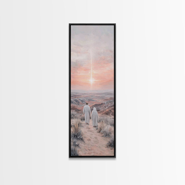 Desert Star Journey – Framed Canvas Print – Christian Wall Art – Christian Art Canvas – Christmas Art – Narrow Art – Christian Gift Ideas