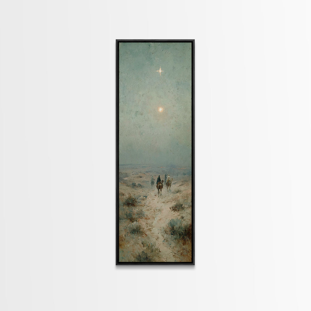 Bethlehem Star Path – Framed Canvas Print – Tall Narrow Wall Art – Christian Art – Christmas Art – Christian Art Print – Christian Canvas –