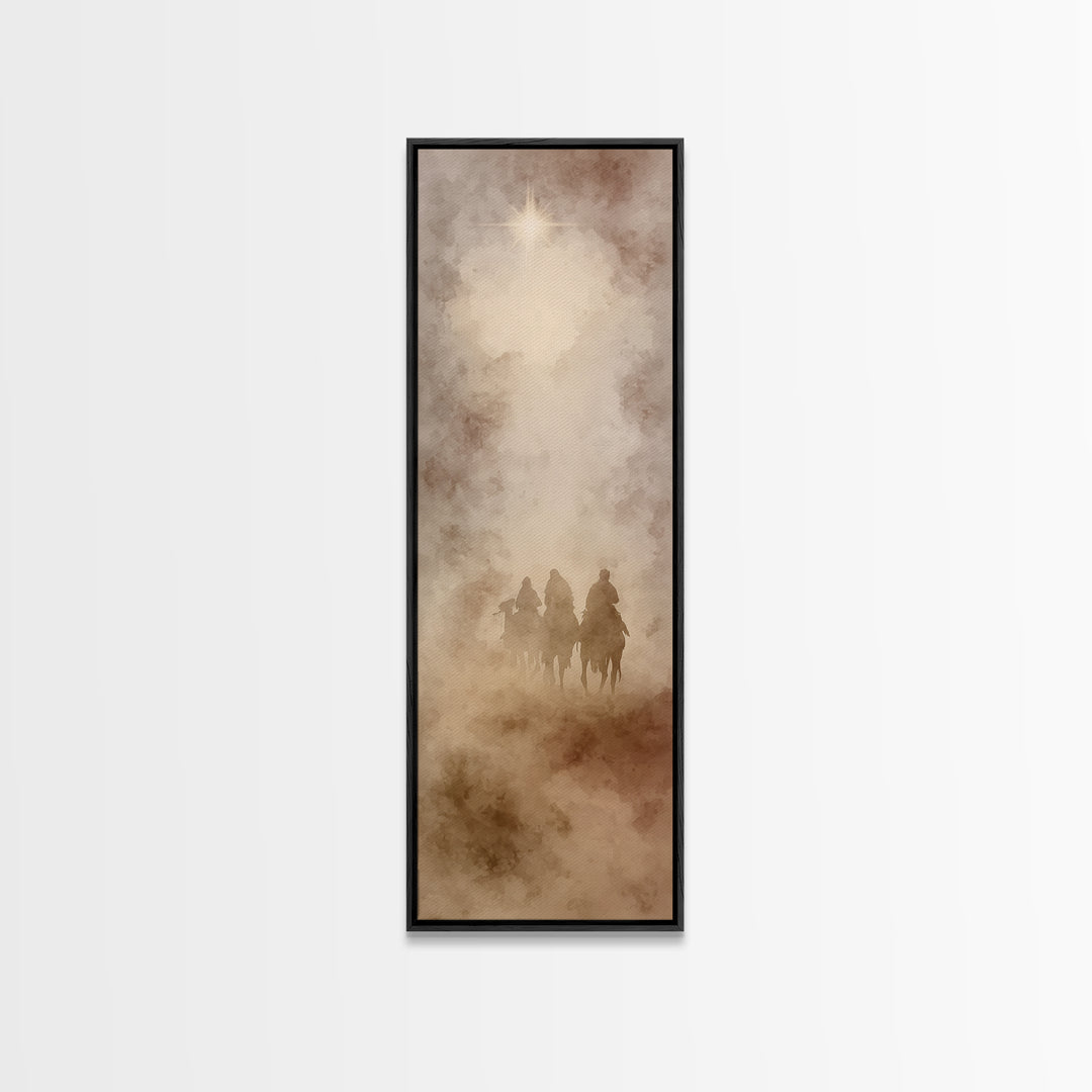 Star Of The East – Framed Canvas Print – Narrow Art – Christian Christmas Art – Jesus Painting – Christian Art Canvas – Christmas Wall Art