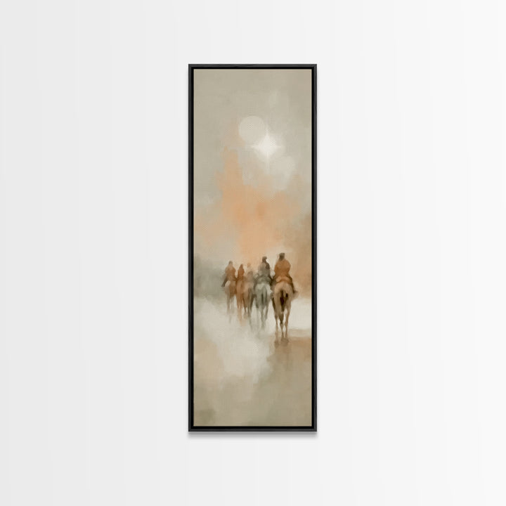 Holy Light Caravan – Framed Canvas Print – Tall Skinny Art Print – Christian Art Canvas – Christian Christmas Art – Jesus Painting – Christ