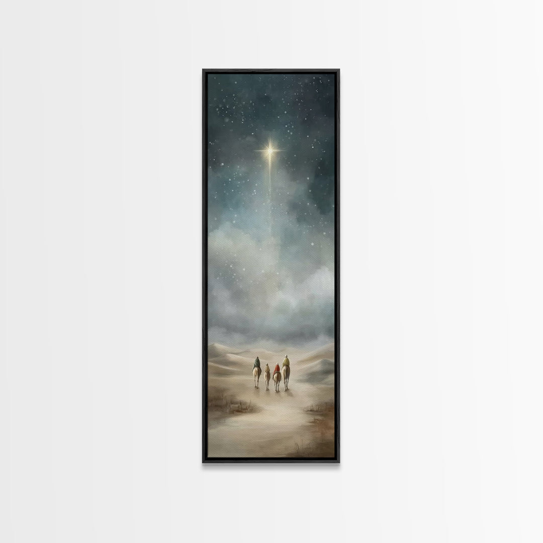 Bethlehem Journey – Framed Canvas Print – Skinny Art – Christian Art Print – Christian Wall Art – Christmas Art – Jesus Painting – Christia