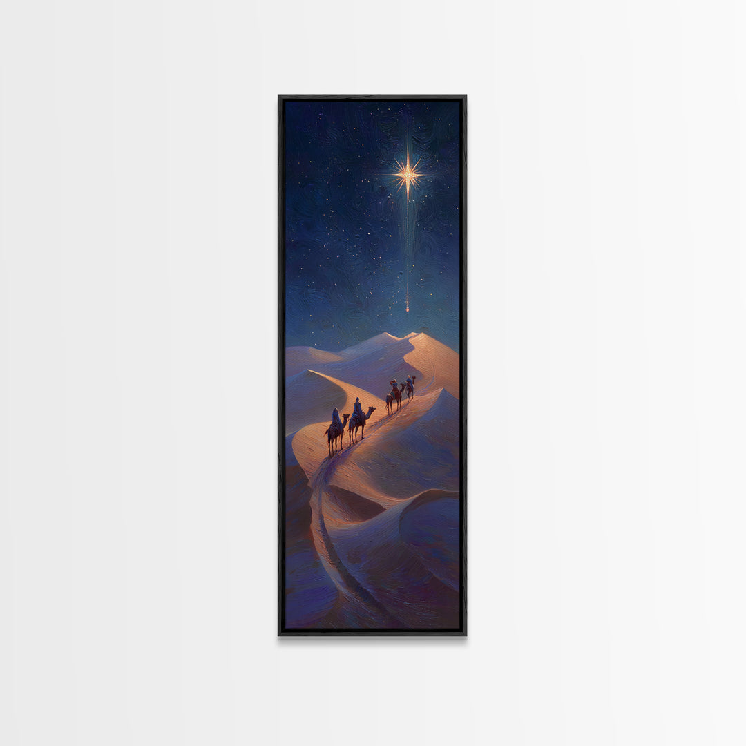 Wandering Kings Star – Framed Canvas Print – Narrow Art – Christian Christmas Art – Christian Art Canvas – Jesus Painting – Christmas Wall
