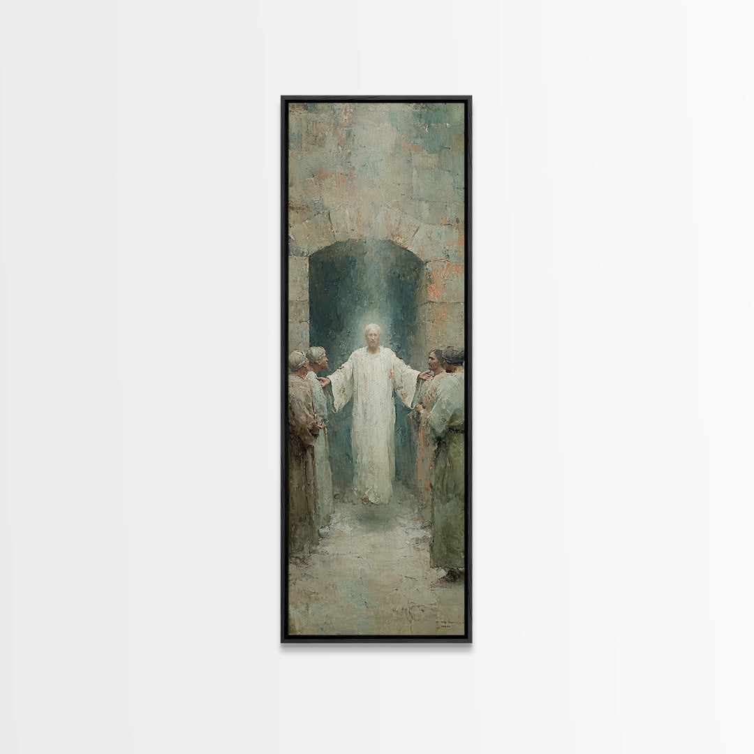 Risen In Glory – Framed Canvas Print – Tall Narrow Wall Art – Christian Art Canvas – Jesus Painting – Christian Art Print – Christian Wall