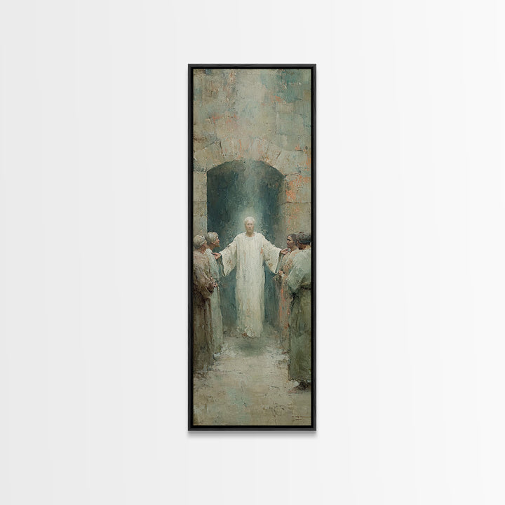 Risen In Glory – Framed Canvas Print – Tall Narrow Wall Art – Christian Art Canvas – Jesus Painting – Christian Art Print – Christian Wall