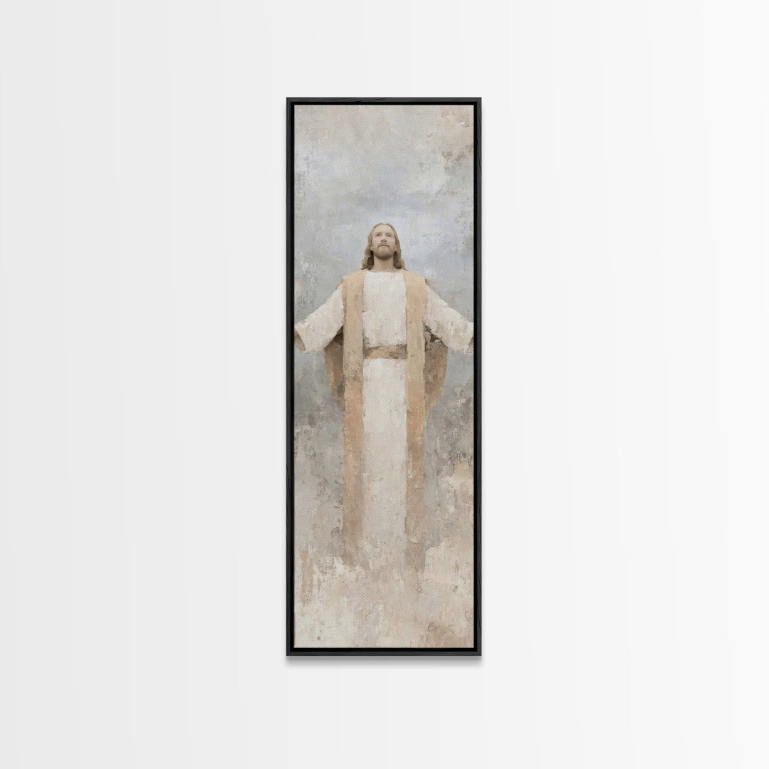 Radiant Savior Light, Framed Canvas Print, Skinny Art, Christian Art Canvas, Christian Wall Art, Jesus Painting, Christian Art