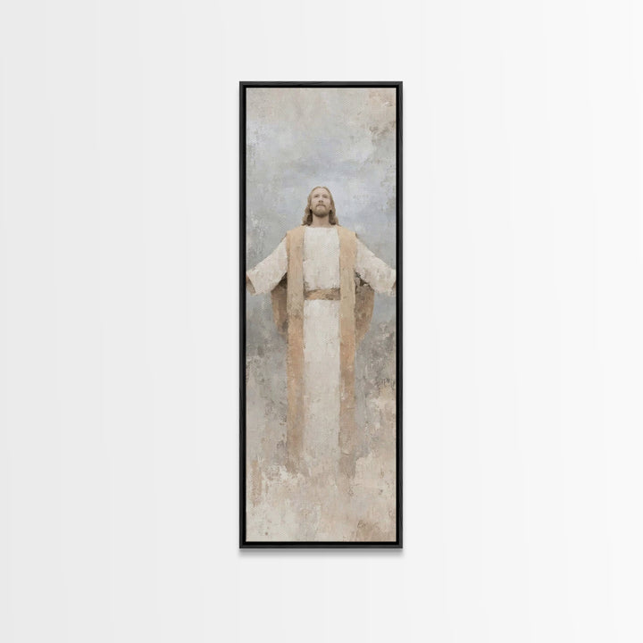 Radiant Savior Light, Framed Canvas Print, Skinny Art, Christian Art Canvas, Christian Wall Art, Jesus Painting, Christian Art