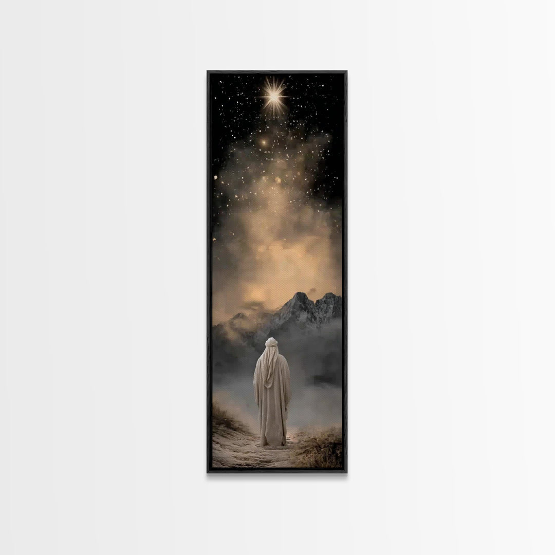 Bethlehem Night Sky – Framed Canvas Print – Tall Skinny Art Print – Christian Christmas Art – Christmas Wall Art – Christian Art Canvas – C