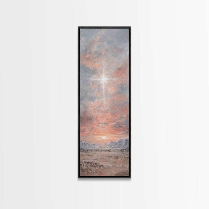 Heavenly Dawn Star – Framed Canvas Print – Tall Narrow Wall Art – Christian Wall Art – Christian Art Canvas – Christmas Art – Jesus Paintin