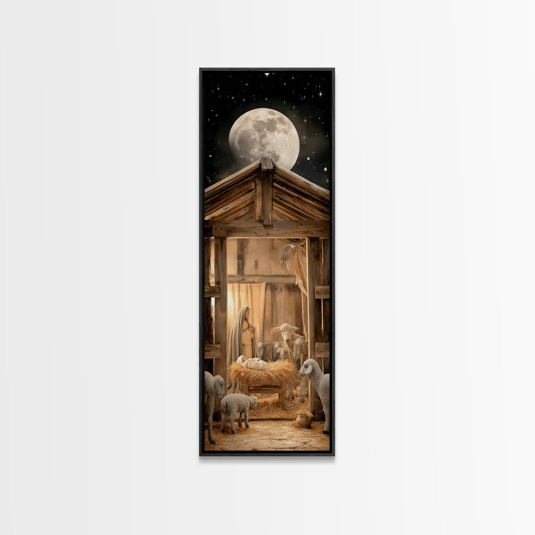 Stable Blessing Grace – Framed Canvas Print – Skinny Art – Christian Wall Art – Jesus Painting – Christmas Art – Christian Art Canvas