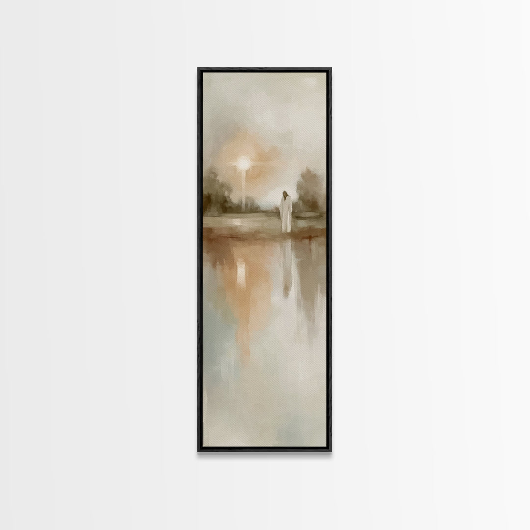 Gentle Dawn Messiah – Framed Canvas Print – Skinny Art – Christian Art – Christian Art Canvas – Jesus Painting – Minimalist Christian Art