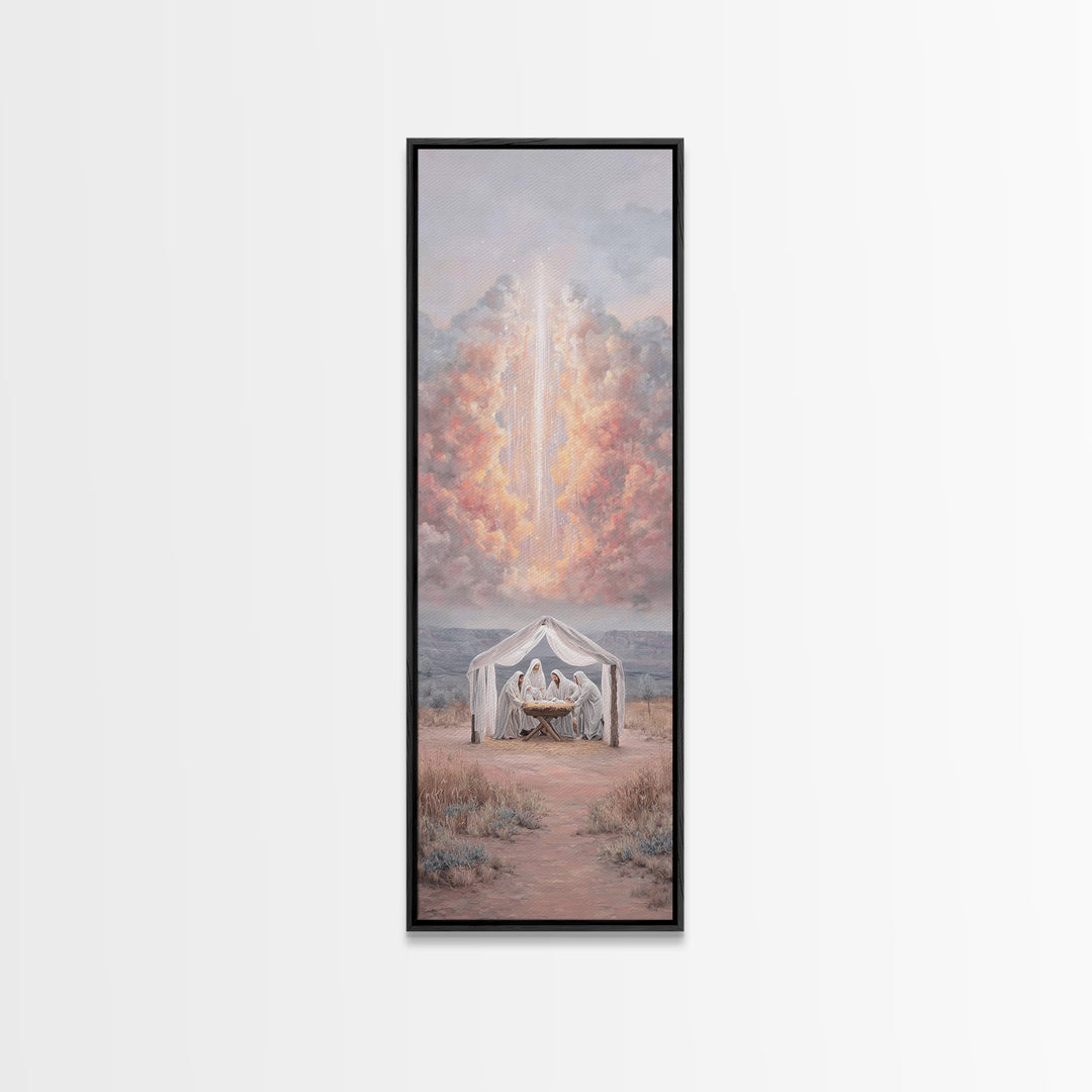 Celestial Birth Wonder – Framed Canvas Print – Skinny Art – Christian Wall Art – Christmas Art – Christian Art Canvas – Jesus Christmas Art