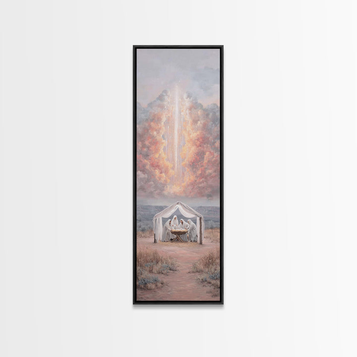 Celestial Birth Wonder – Framed Canvas Print – Skinny Art – Christian Wall Art – Christmas Art – Christian Art Canvas – Jesus Christmas Art