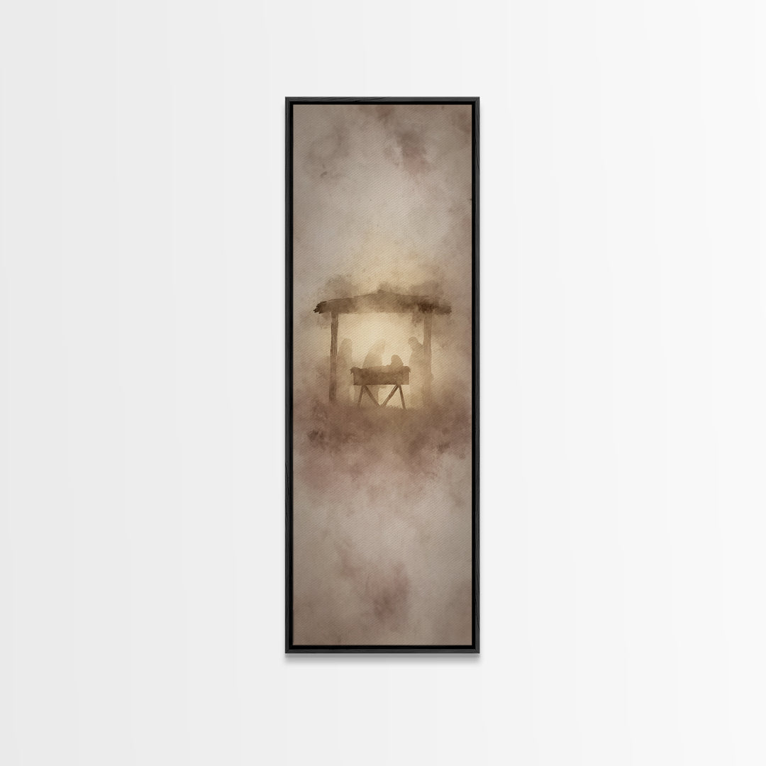 Bethlehem Night Glory – Framed Canvas Print – Tall Narrow Wall Art – Jesus Painting – Christian Christmas Art – Christian Art Canvas – Jesu