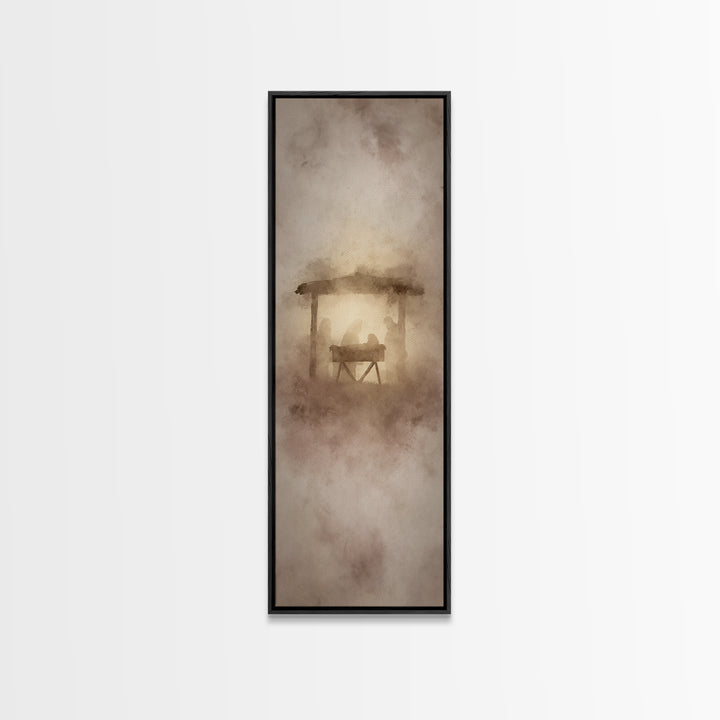 Bethlehem Night Glory – Framed Canvas Print – Tall Narrow Wall Art – Jesus Painting – Christian Christmas Art – Christian Art Canvas – Jesu