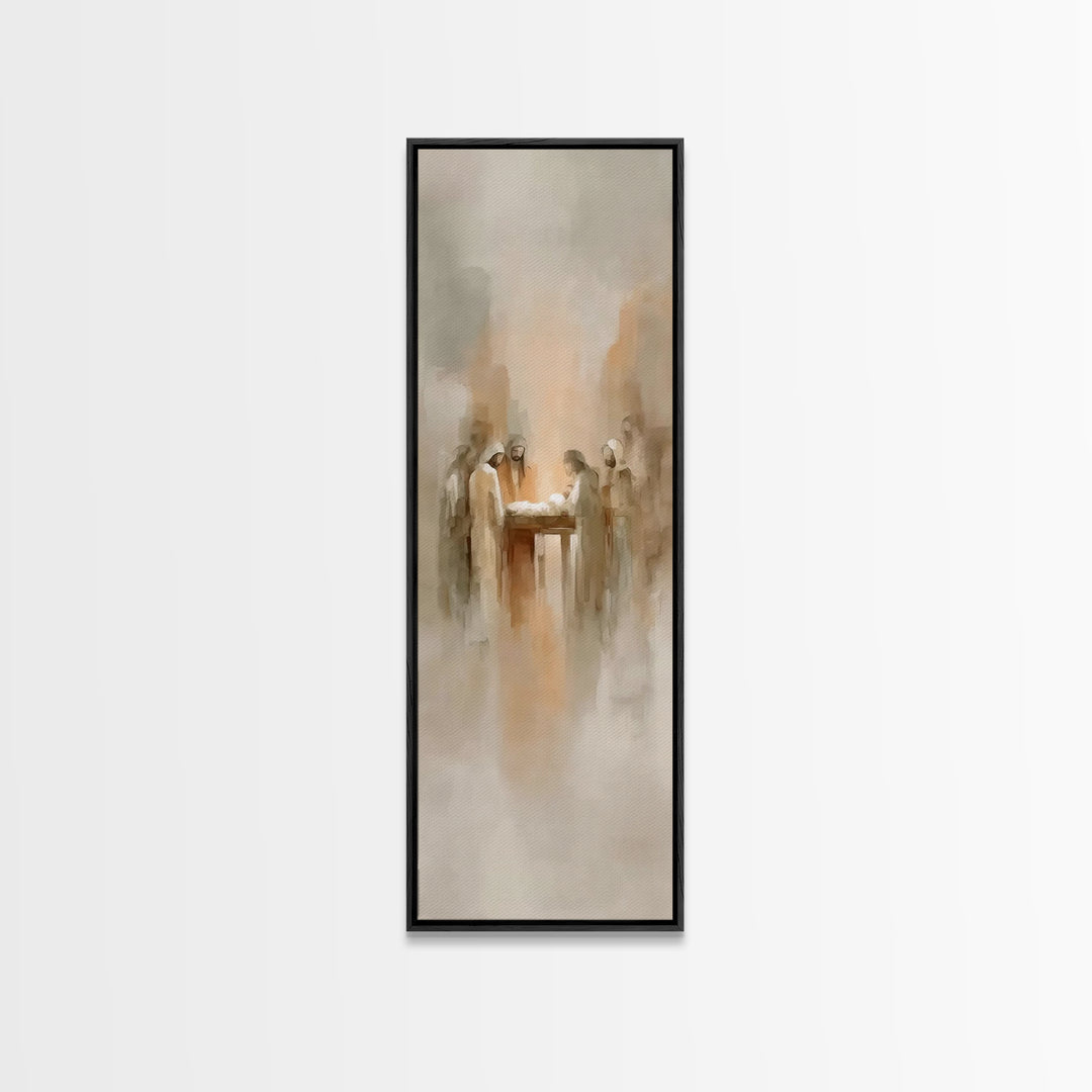 Nativity Dawn Light – Framed Canvas Print – Tall Narrow Wall Art – Christian Christmas Art – Jesus Art – Jesus Painting – Christian Art Can
