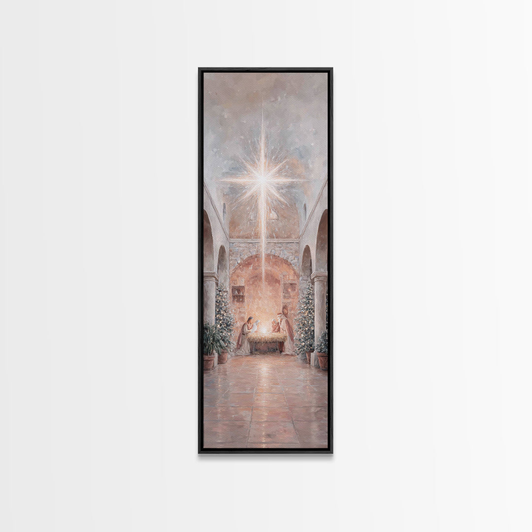 Star of Bethlehem – Framed Canvas Print – Tall Narrow Wall Art – Jesus Painting – Jesus Art – Christian Art Canvas – Christian Christmas Ar