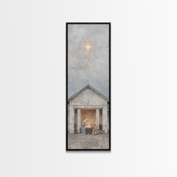 Sacred Christmas Hope – Framed Canvas Print – Tall Narrow Wall Art – Jesus Art – Christian Christmas Art – Jesus Painting – Christian Art C