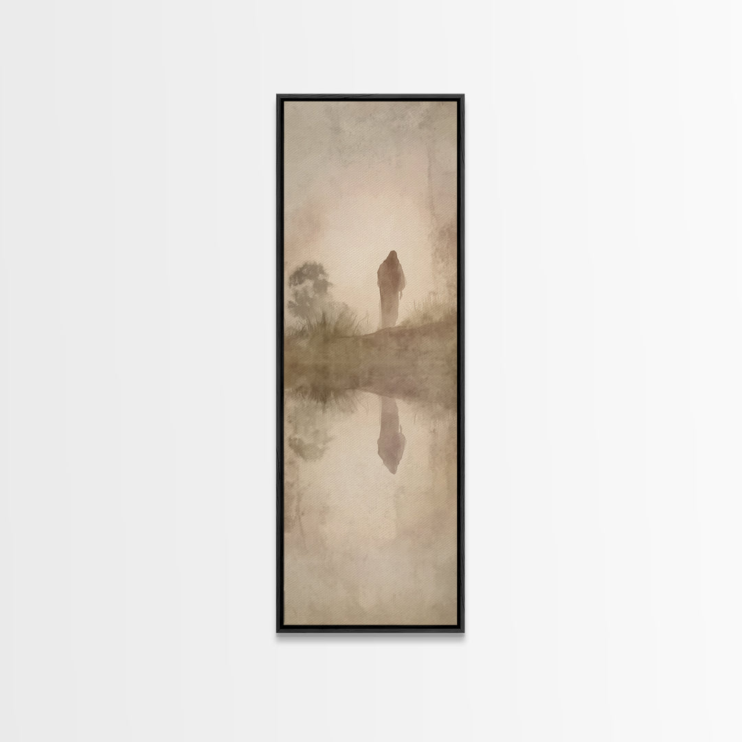 Silent Morning Savior – Framed Canvas Print – Narrow Art – Christian Wall Art – Christian Art – Jesus Painting – Modern Christian Painting