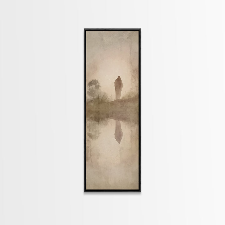 Silent Morning Savior – Framed Canvas Print – Narrow Art – Christian Wall Art – Christian Art – Jesus Painting – Modern Christian Painting