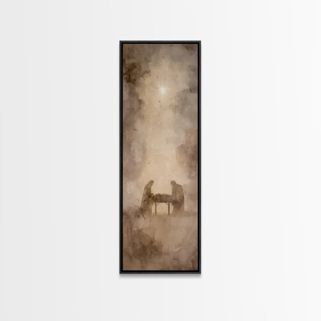 Divine Birth Star – Framed Canvas Print – Tall Narrow Wall Art – Jesus Painting – Christian Art Canvas – Jesus Art – Christian Christmas Ar