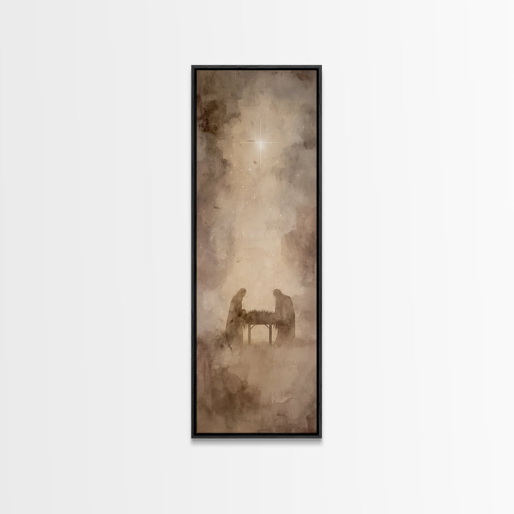 Divine Birth Star – Framed Canvas Print – Tall Narrow Wall Art – Jesus Painting – Christian Art Canvas – Jesus Art – Christian Christmas Ar