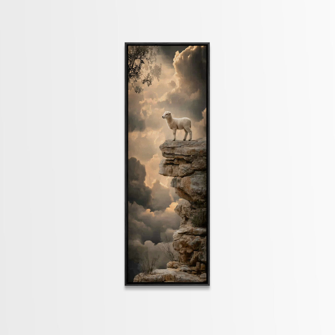 Shepherd’s Cliff Light – Framed Canvas Print – Christian Wall Art – Christian Art Canvas – Unique Christian Art – Christian Painting – Narr