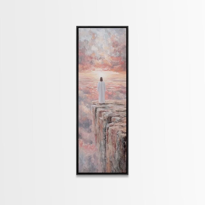Dawn of Mercy, Framed Canvas Print, Christian Art Canvas, Jesus Painting, Christian Wall Art, Moody Christian Art, Tall Skinny Art Print
