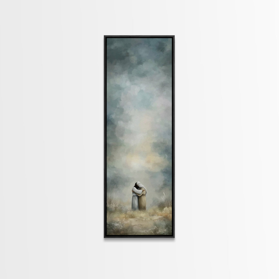 Embrace of Grace | Framed Canvas Print | Christian Wall Art | Christian Art Canvas | Christian Painting | Subtle Christian Art | Narrow Art