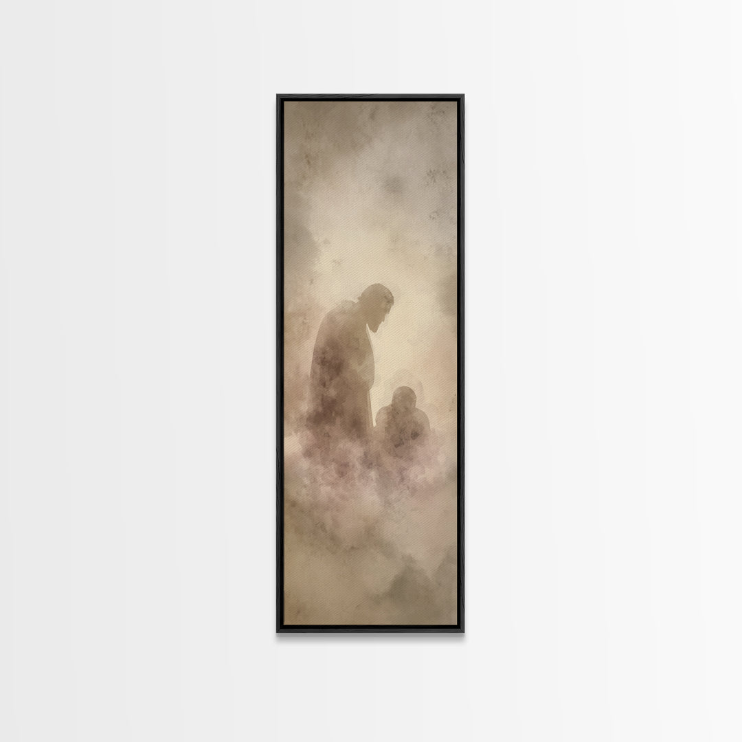 Shadowed Mercy Calm – Framed Canvas Print – Christian Art – Christian Wall Art – Christian Art Canvas – Minimalist Christian Art – Narrow A