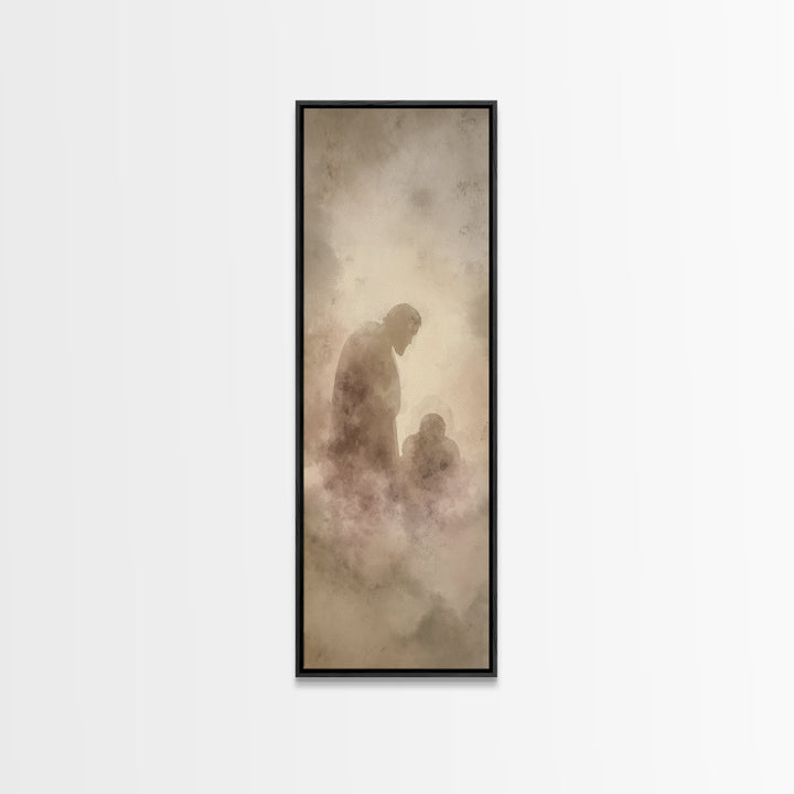 Shadowed Mercy Calm – Framed Canvas Print – Christian Art – Christian Wall Art – Christian Art Canvas – Minimalist Christian Art – Narrow A