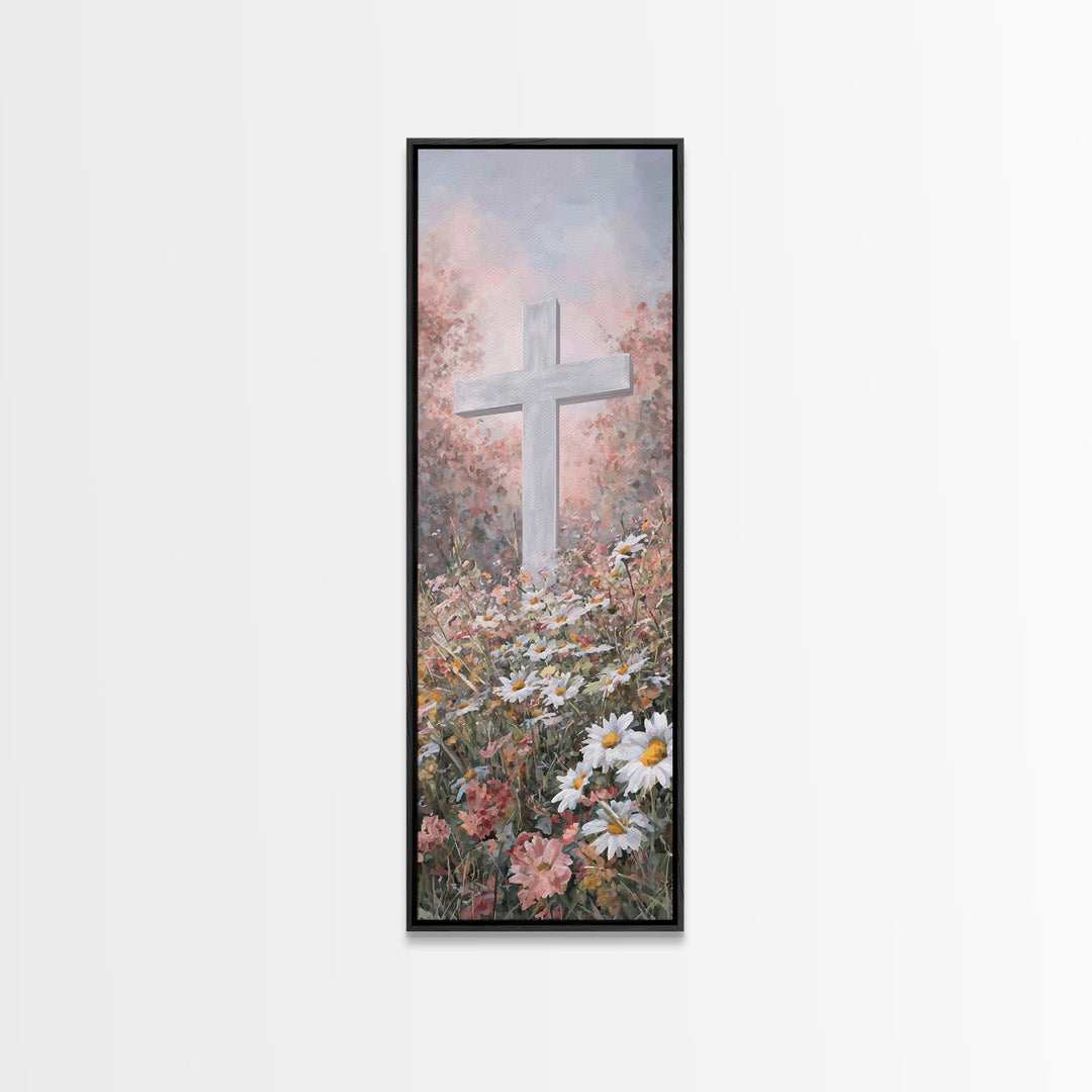Garden Of Redemption, Framed Canvas Print, Christian Art Canvas, Christian Wall Art, Modern Christian Art, Christian Painting, Tall Skinny