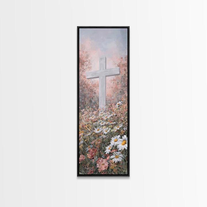 Garden Of Redemption, Framed Canvas Print, Christian Art Canvas, Christian Wall Art, Modern Christian Art, Christian Painting, Tall Skinny