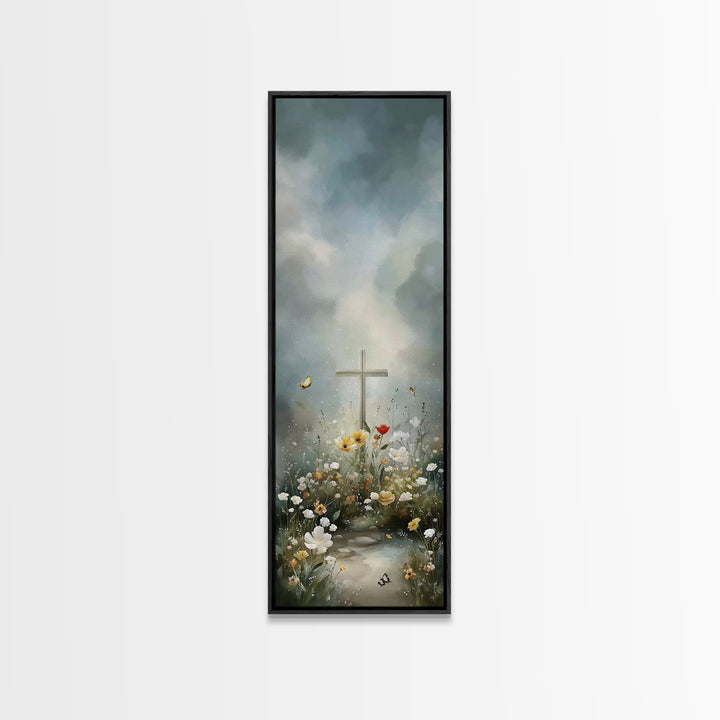 Garden Of Grace – Framed Canvas Print – Christian Wall Art – Christian Art Canvas – Jesus Painting – Tall Narrow Wall Art
