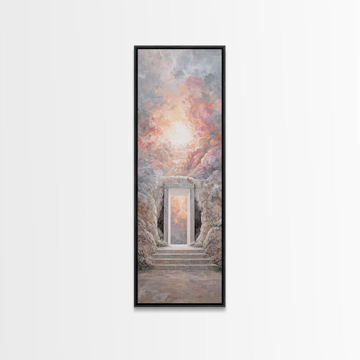 Heavenly Ascent Glow – Framed Canvas Print – Tall Narrow Wall Art – Christian Art Canvas – Christian Wall Art – Jesus Painting