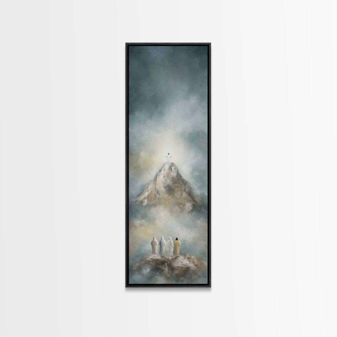 Mountaintop Glory | Framed Canvas Print | Tall Narrow Wall Art | Christian Art | Christian Art Canvas | Jesus Painting