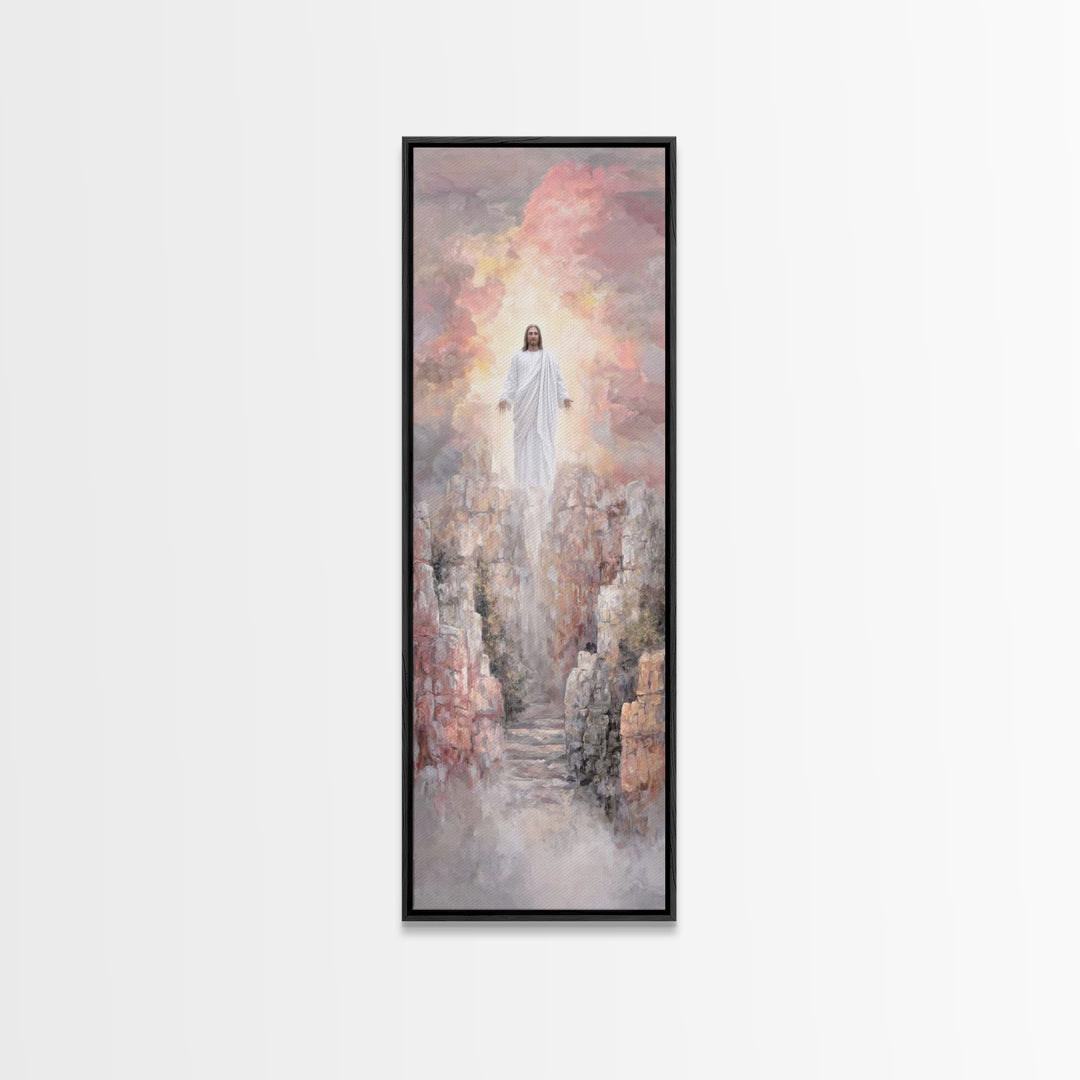 Ascension Light | Framed Canvas Print | Tall Narrow Wall Art | Christian Art Canvas | Jesus Painting | Christian Wall Art