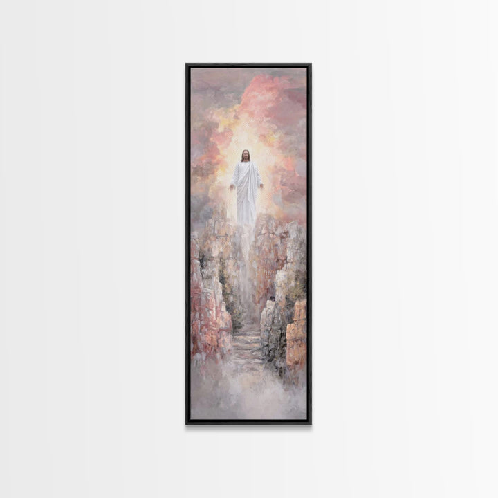 Ascension Light | Framed Canvas Print | Tall Narrow Wall Art | Christian Art Canvas | Jesus Painting | Christian Wall Art
