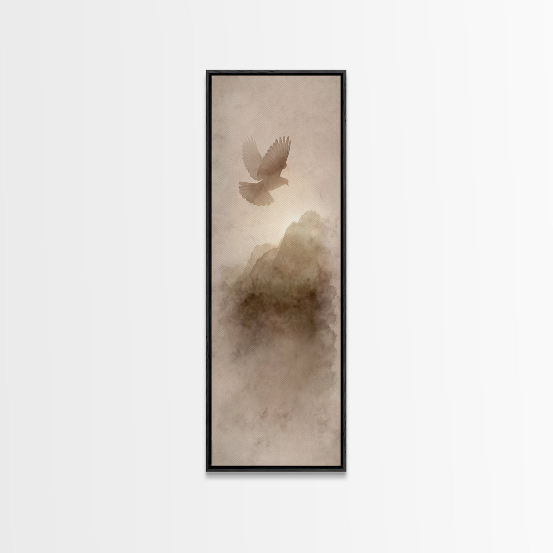 Wings Of Peace – Framed Canvas Print – Christian Wall Art – Christian Art Canvas – Tall Narrow Wall Art – Jesus Painting – Christian Decor