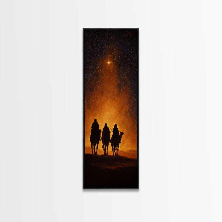 The Radiant Night – Framed Canvas Print – Narrow Art – Christian Art – Christian Christmas Art – Christian Painting – Christmas Wall Art –