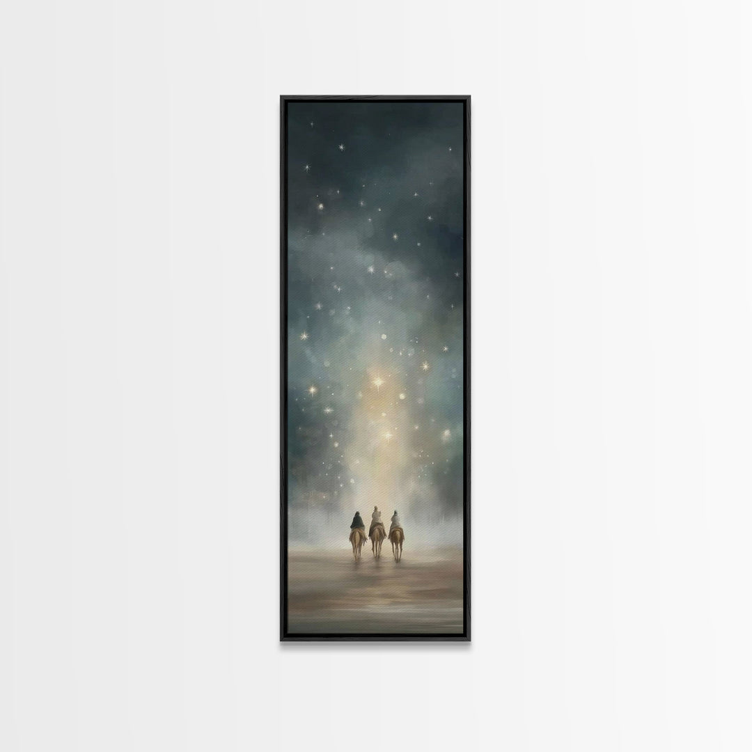 The Starpath Pilgrims – Framed Canvas Print – Tall Skinny Art Print – Christian Wall Art – Christian Art – Christian Art Canvas – Christmas