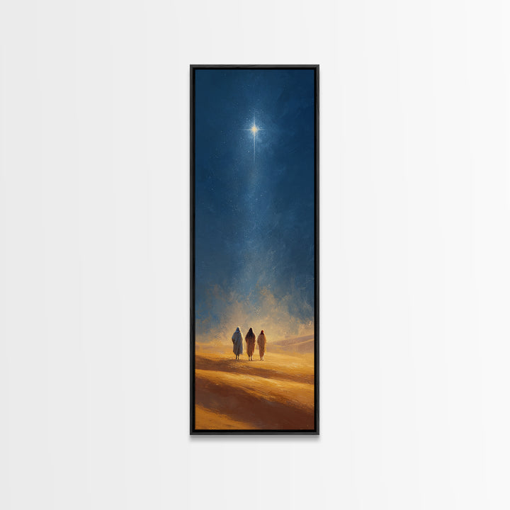 The Guiding Star – Framed Canvas Print – Christian Wall Art – Tall Narrow Wall Art – Christian Art Canvas – Christmas Art