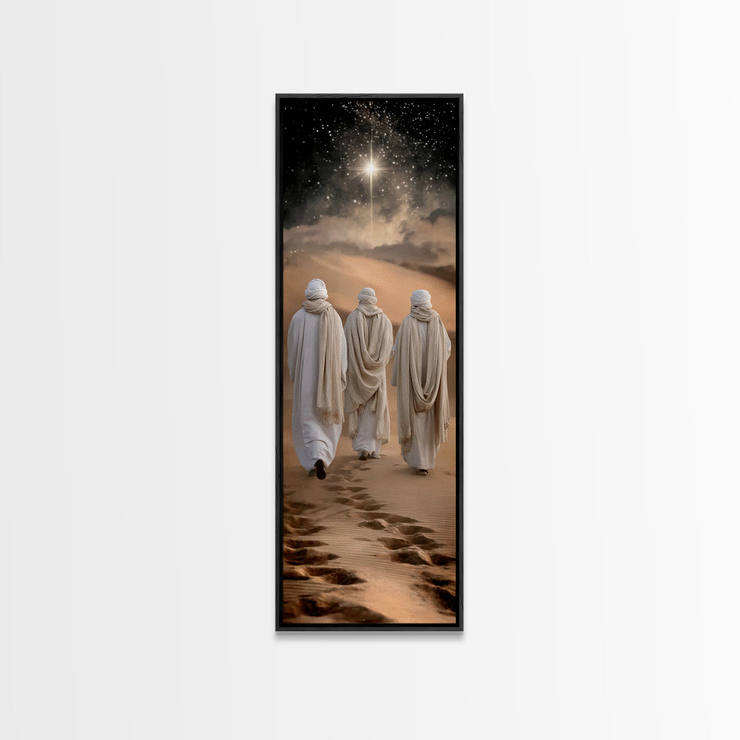 Desert Pilgrimage – Framed Canvas Print – Christian Art Canvas – Narrow Art – Christian Christmas Art – Christian Wall Art