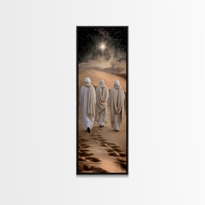 Desert Pilgrimage – Framed Canvas Print – Christian Art Canvas – Narrow Art – Christian Christmas Art – Christian Wall Art