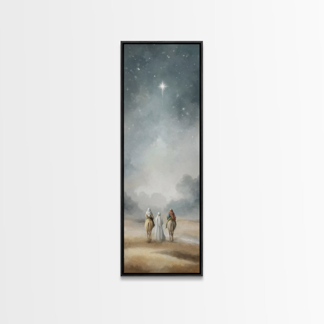Sacred Night Path – Framed Canvas Print – Christian Art Canvas – Tall Narrow Wall Art – Christmas Wall Art – Christian Art