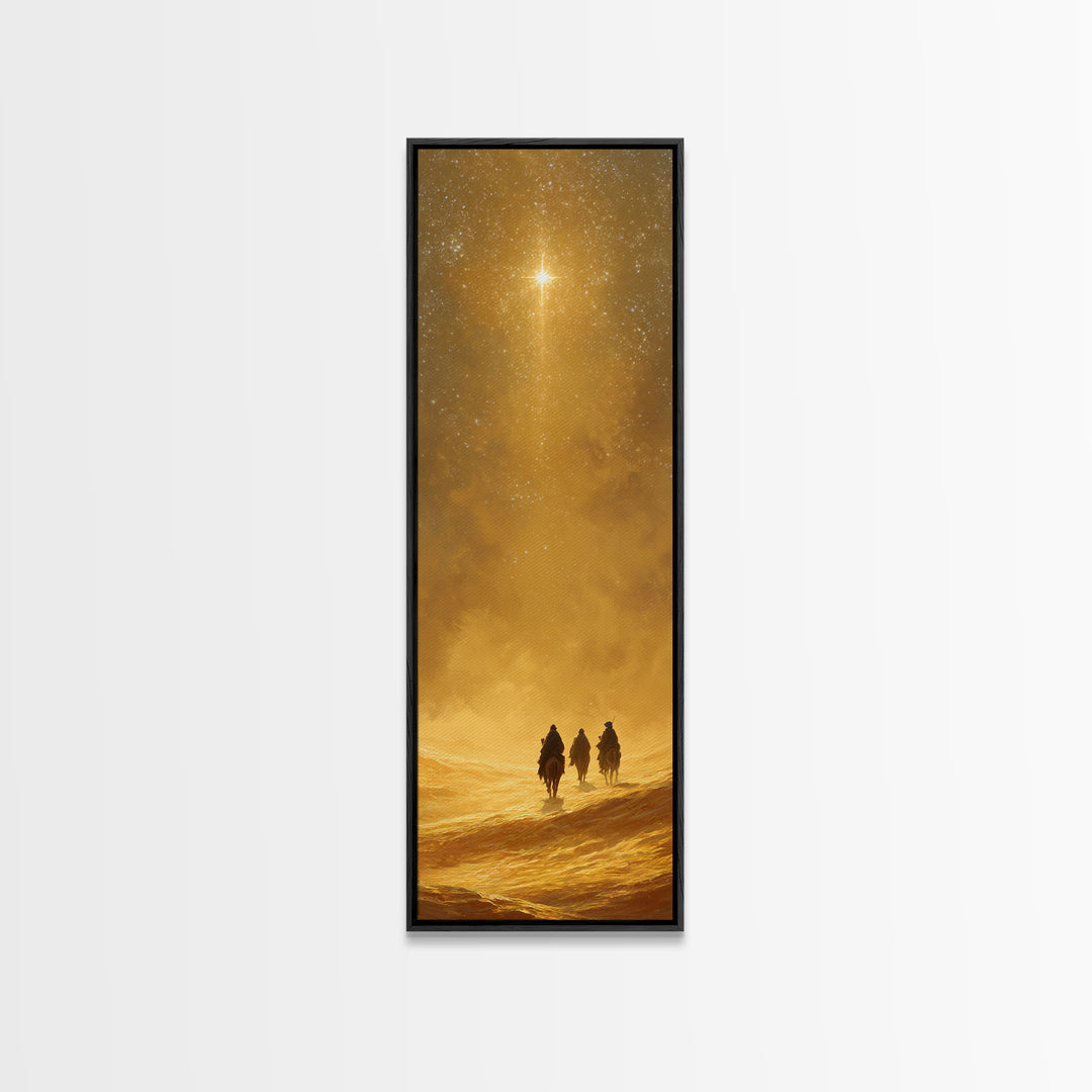 Holy Desert Trek – Framed Canvas Print – Christian Wall Art – Narrow Art – Christmas Art – Christian Art Canvas