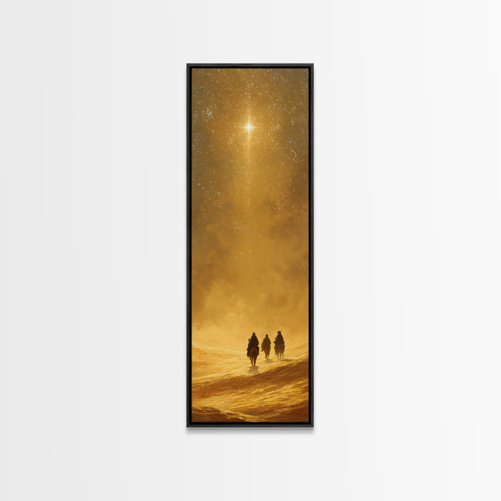 Holy Desert Trek – Framed Canvas Print – Christian Wall Art – Narrow Art – Christmas Art – Christian Art Canvas