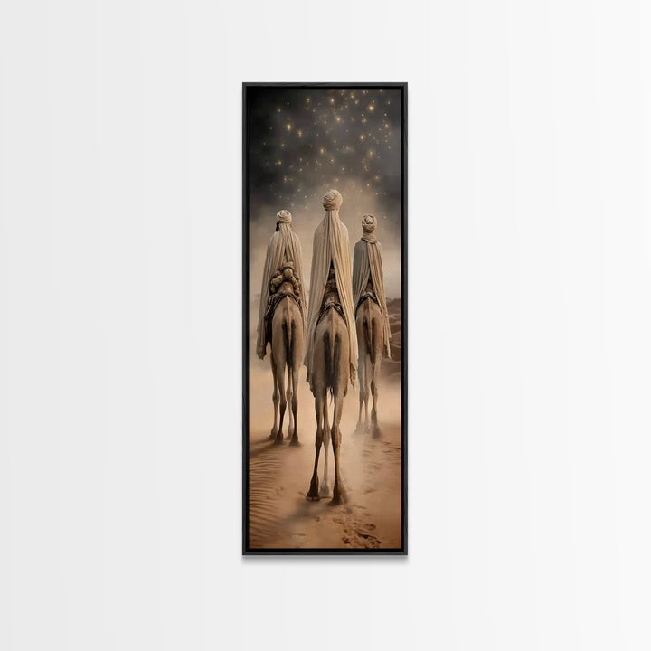 Pilgrims Of Light – Framed Canvas Print – Christian Wall Art – Narrow Art – Christian Art Work – Christian Christmas Art