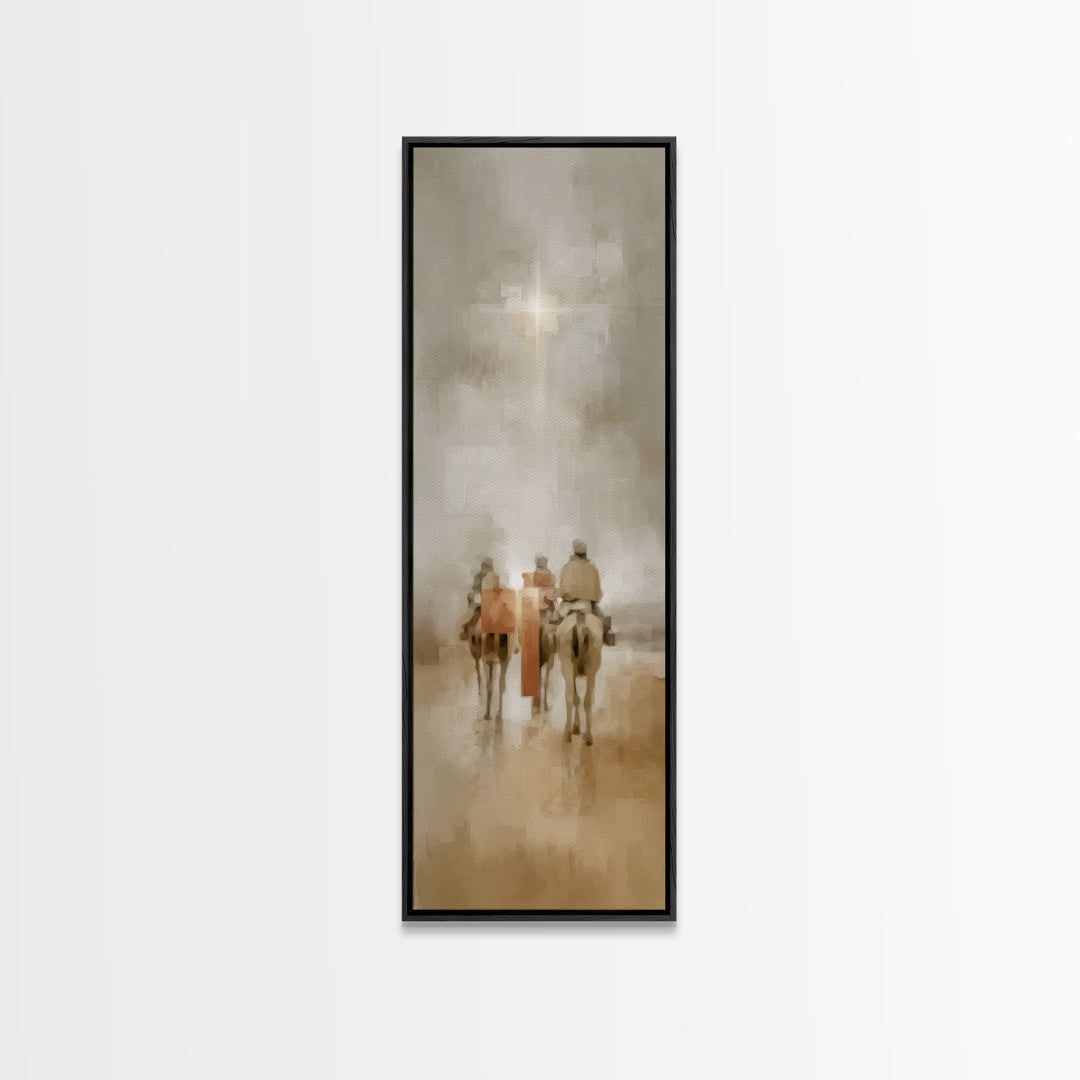 Desert Star Journey – Framed Canvas Print – Christian Wall Art – Tall Narrow Wall Art – Christian Art Canvas – Christmas Art