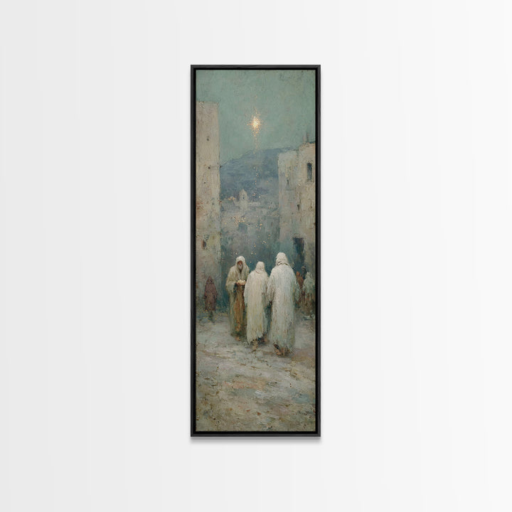 Bethlehem Pathway – Framed Canvas Print – Christian Christmas Art – Narrow Art – Christian Art Work – Christian Wall Art